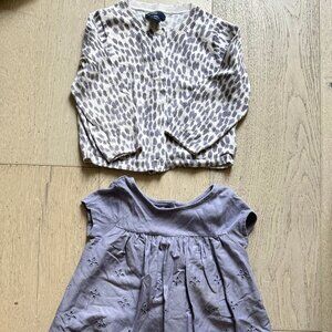 Baby Gap Periwinkle Eyelet Dress with Coordinating Cardigan